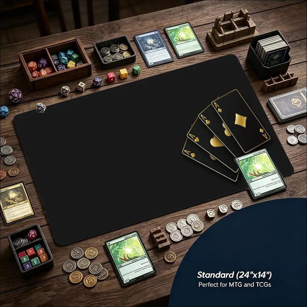 Vintage Golden Poker Suit Game Playmat Non Slip Rubber Extended Table Mat For Trading Card Game Tabletop Gaming Collection