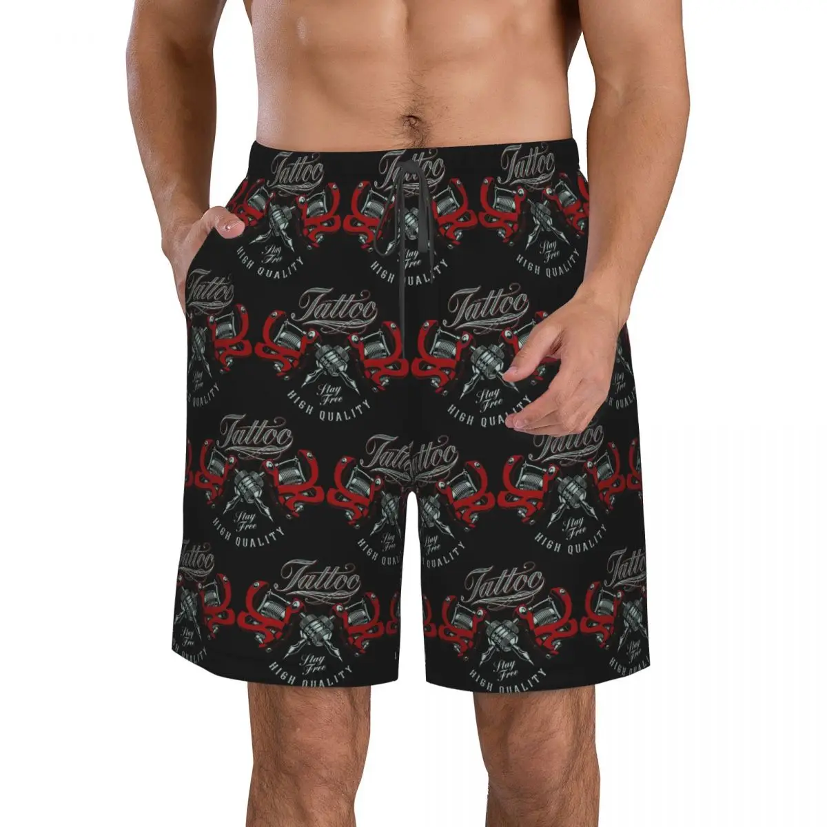 Custom Bib Tattoo Artist Tattooists Trunks Beach Board Shorts Casual Quick Dry Swim Summer Men Pants