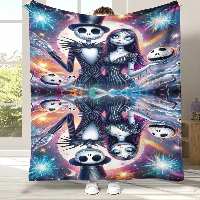 Cartoon N-Nightmare Before Christmas Jack Halloween Weiche Flanell-Decke, Gemütliche Decke für Bett, Sofa, Wohnzimmer, Heimdekoration – Detail 5