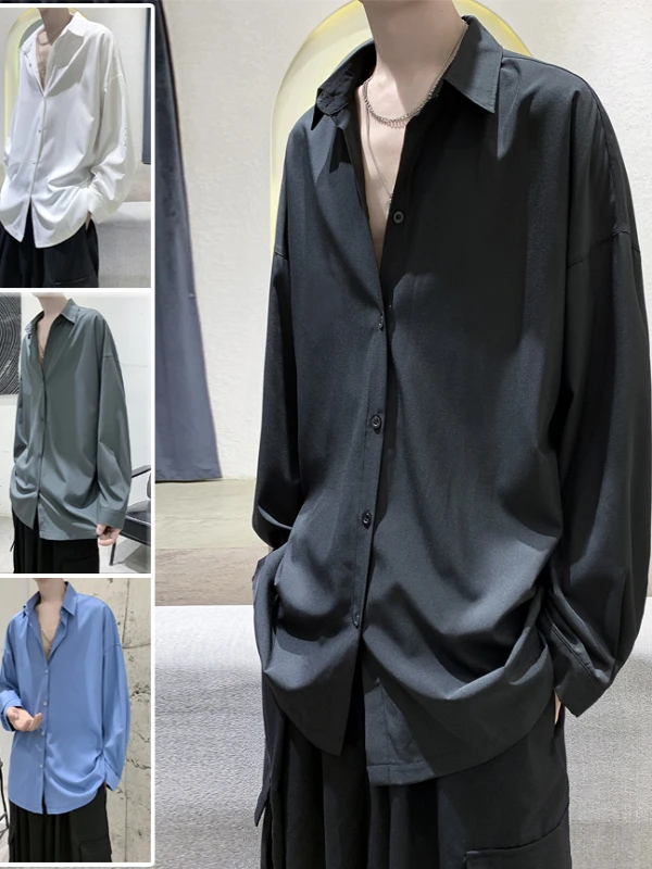 

Premium Ice Silk Long Sve Men's irt Thin Five-Quarter Sve Design Summer Lightweight Haome Top Outerwear