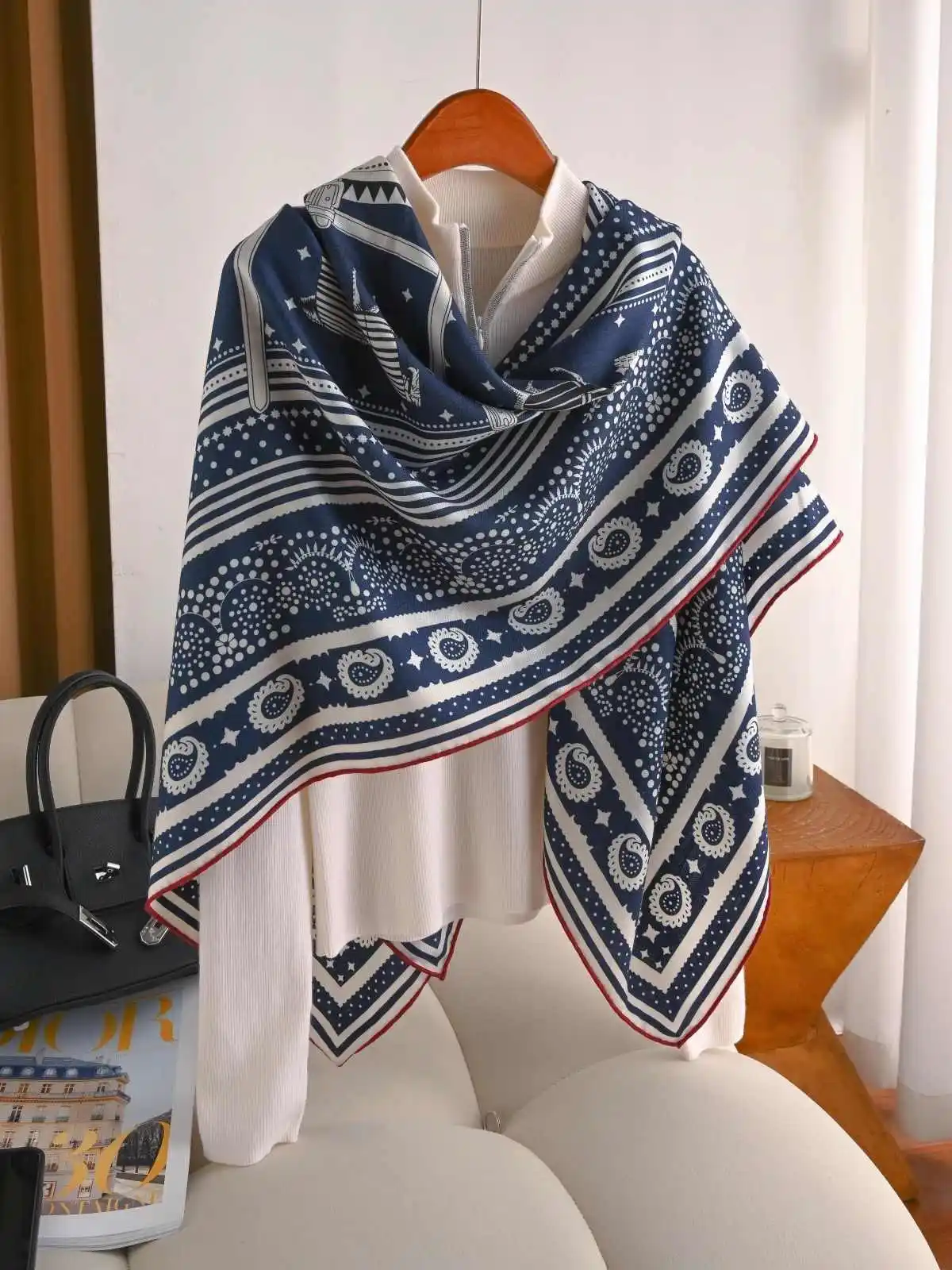 Winter Warm Scarf Women Giant Hand-Rolled Edges Shawls Luxury Head Hair Big Bandanas Decoration Valentine's Day Gift