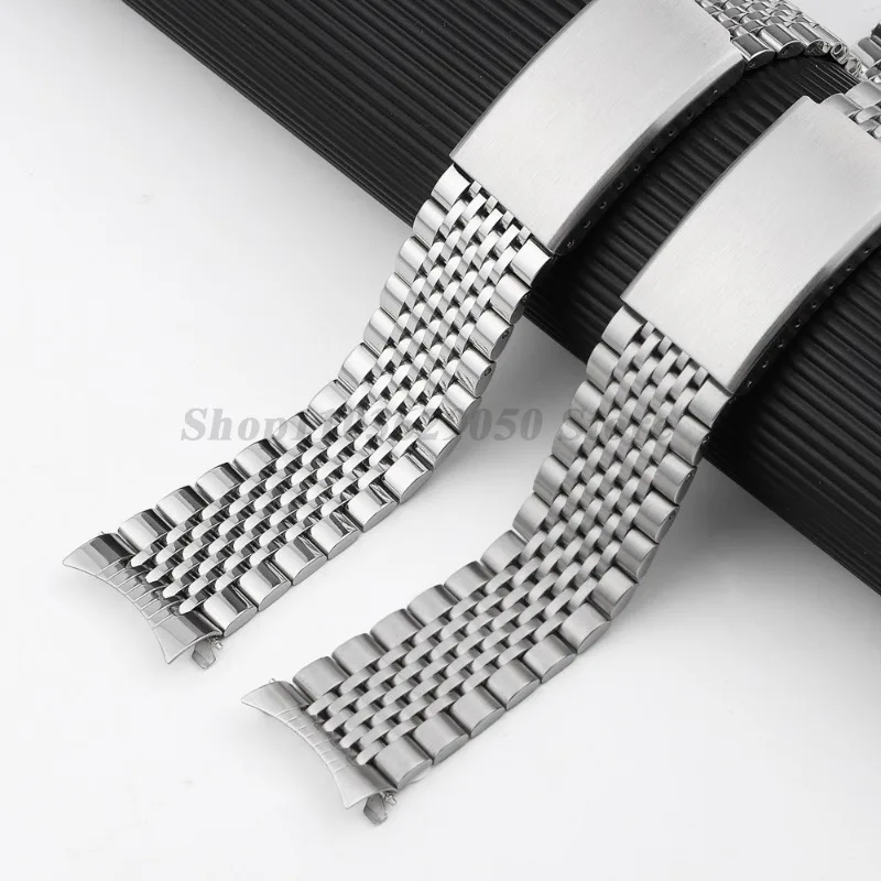 18 20 22mm Curved End and Flat Stainless Steel Watch Band for Omega for Seiko Quick Release Solid Arc Buckle Strap Bracelet