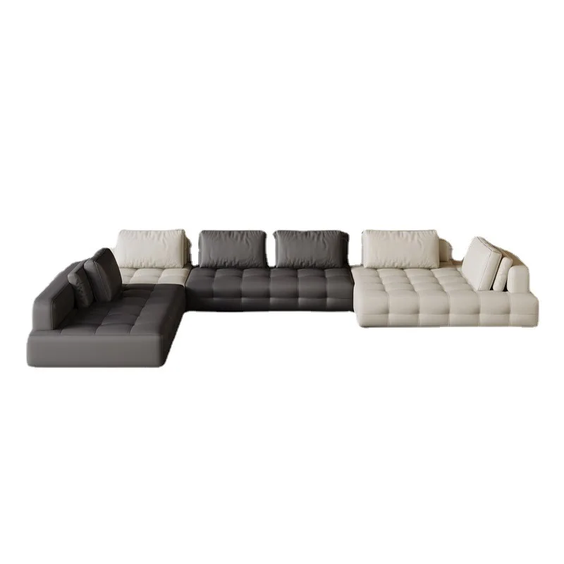 

Italian style, light luxury, genuine leather, sofa, living room, villa, first layer cowhide