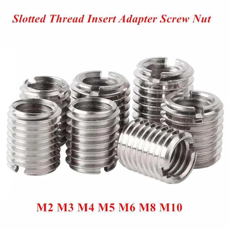 M2 M2.5 M3 M4 M5 M6 M8 M10 slotted Inside Outside Self tapping Thread Insert Adapter Screw Nuts Sleeve Converter Nut