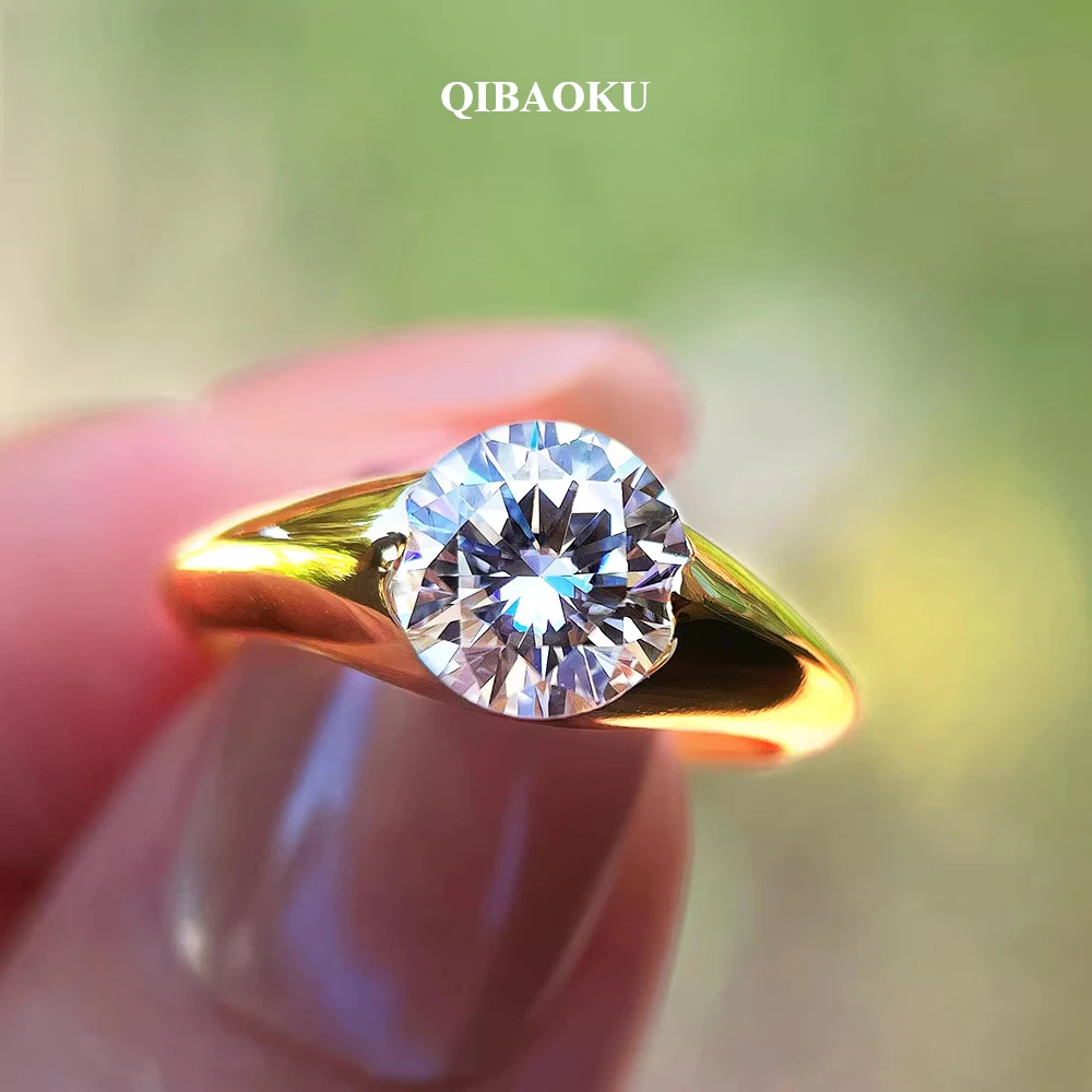 QIBAOKU 2CT Moissanite Ring S925 Sterling Silver for Women Sparkling Planet Shape Diamond Wedding Band Jewelry GRA 2026