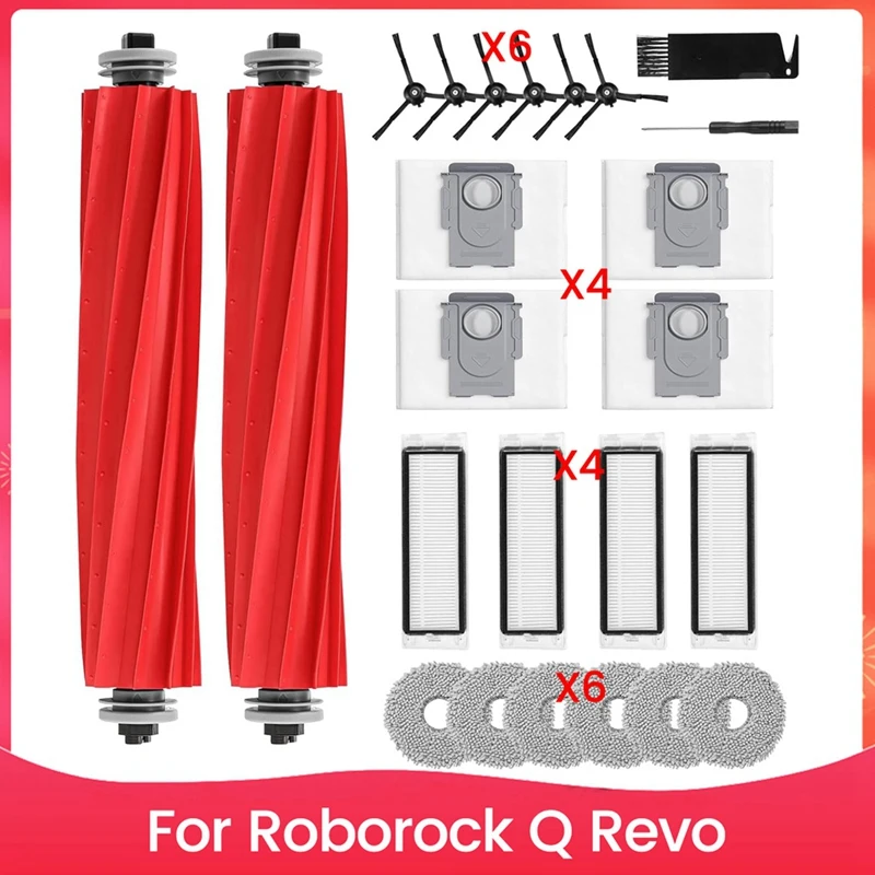 

ABKP-для Roborock Q Revo робот-пылесос, вращающиеся щетки, фильтры, мешки для пыли, подушечки для швабры, боковые щетки, комплект аксессуаров