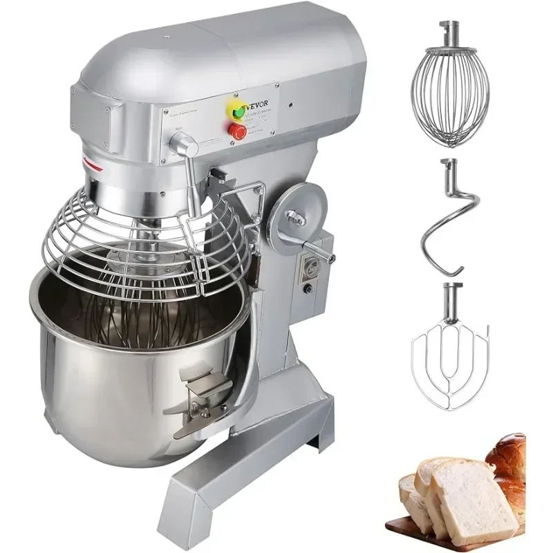 home.15Qt Commercial Food Mixer with Timing Function， Commercial Mixer 500W Stainless Steel Bowl Heavy Duty Electric Food Mixer