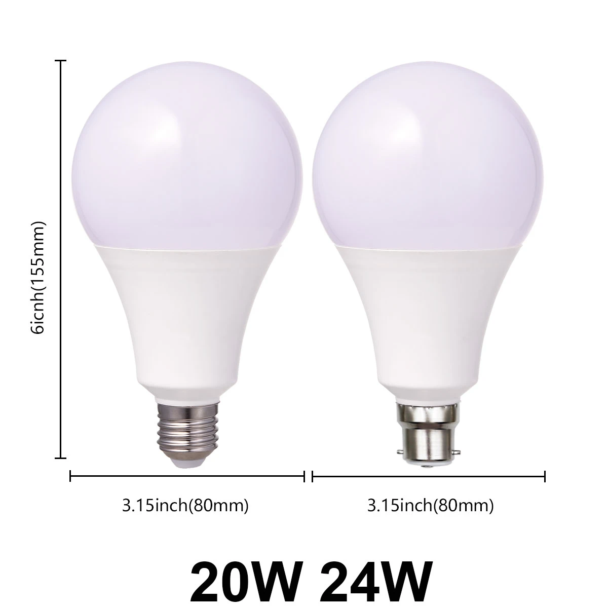 Super Bright LED Bulb High Power A80 110V 220V E27 B22 20W 24W Efficiency No Strobe Suitable for Mall Home Lighting