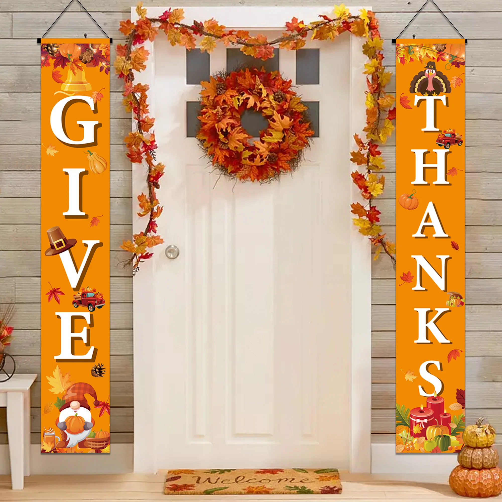 Thanksgiving door banners,2pcsThanksgiving couplets kit-porch banners