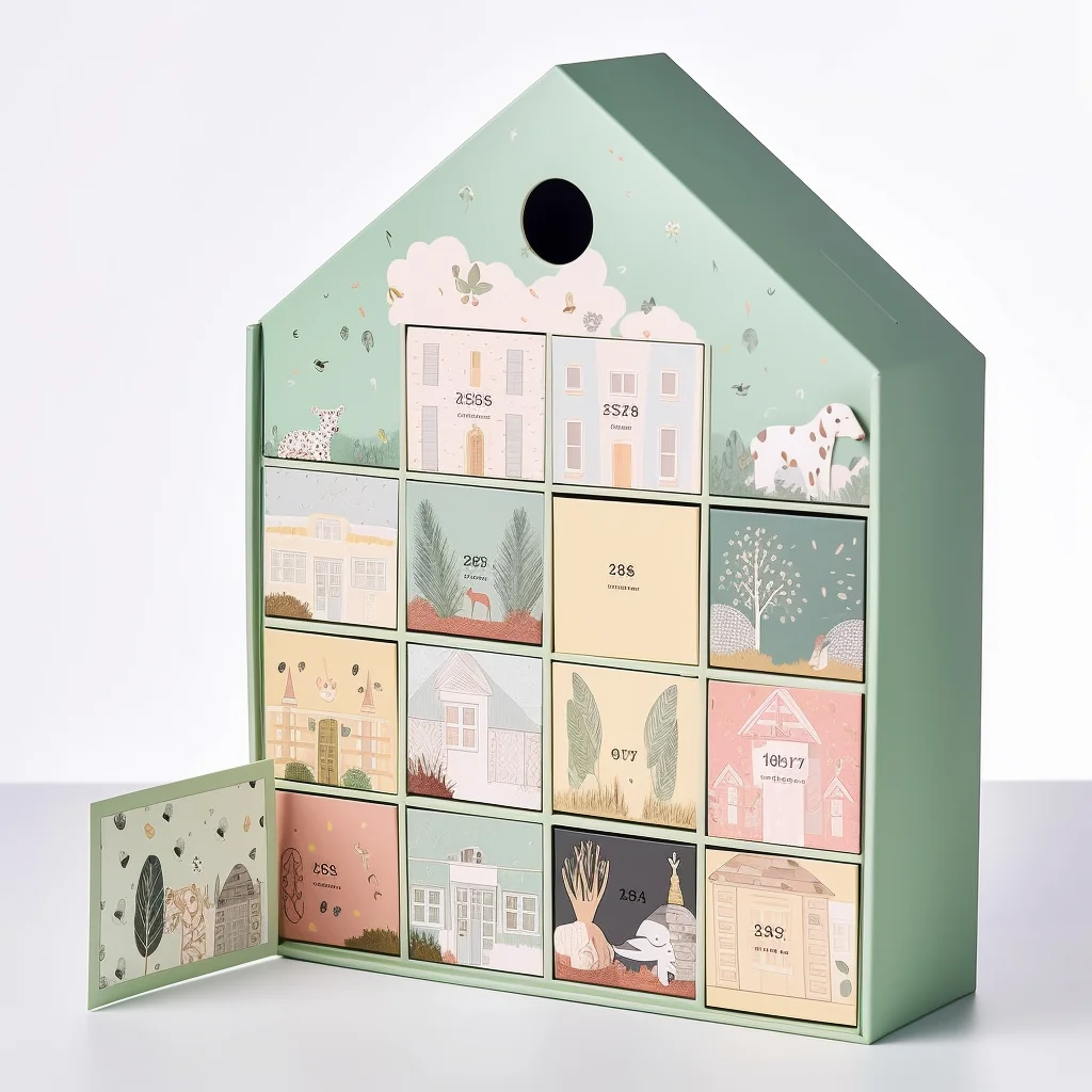 カスタマイズされました。 カスタム。 リサイクル可能な手作りの高級カスタムデザインクリスマスベビーギフトボックス24日アドベントカレンダーボックス引き出し付き