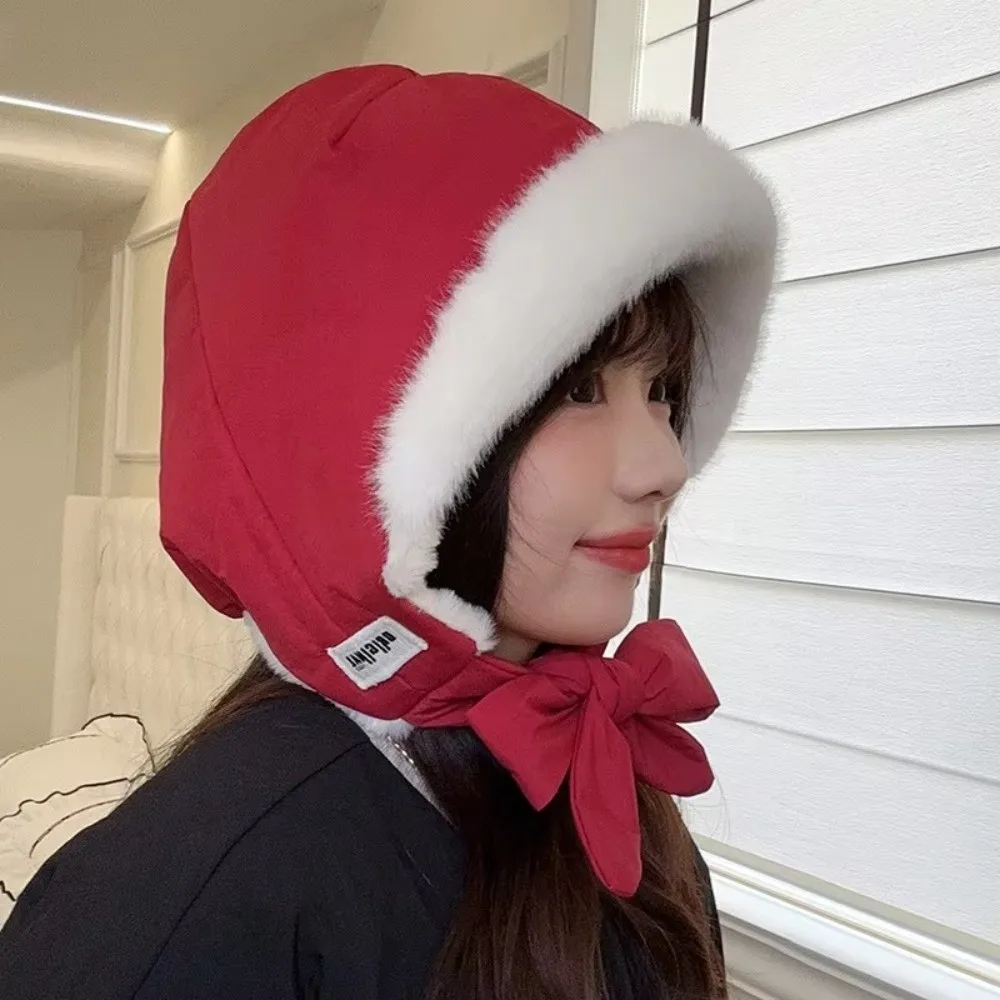 

Elegant Large Head Size Down Cotton Velvet Hat Cold Proof Ear Protection Cotton Velvet Hat Strap Hat Women's Hat Winter Season