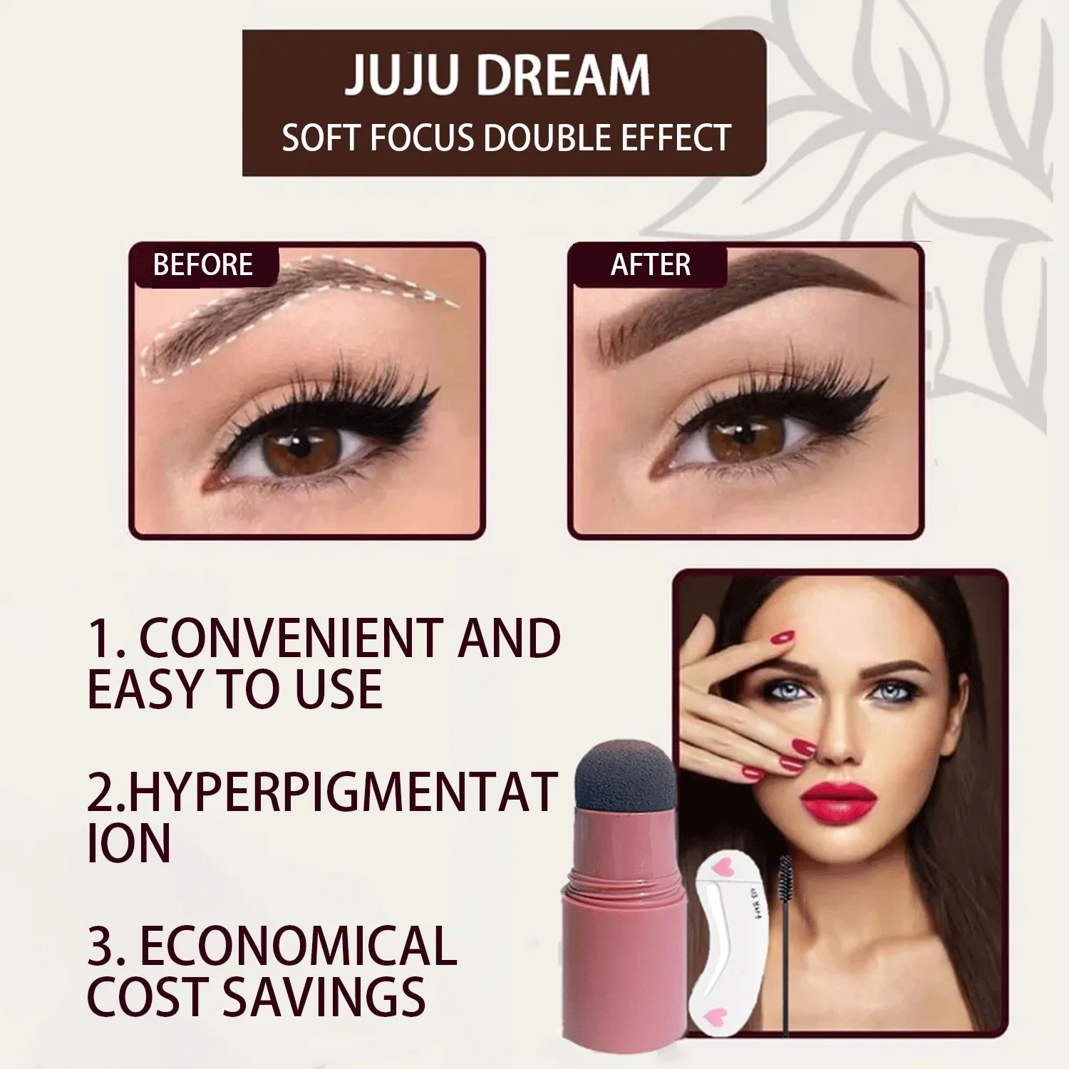 Zestaw do brwi na prezent świąteczny: 3 szablony, 2 pędzle, wodoodporny puder do wypełniania, wielokrotnego użytku, narzędzia do makijażu grubych brwi na co dzień i na imprezy.