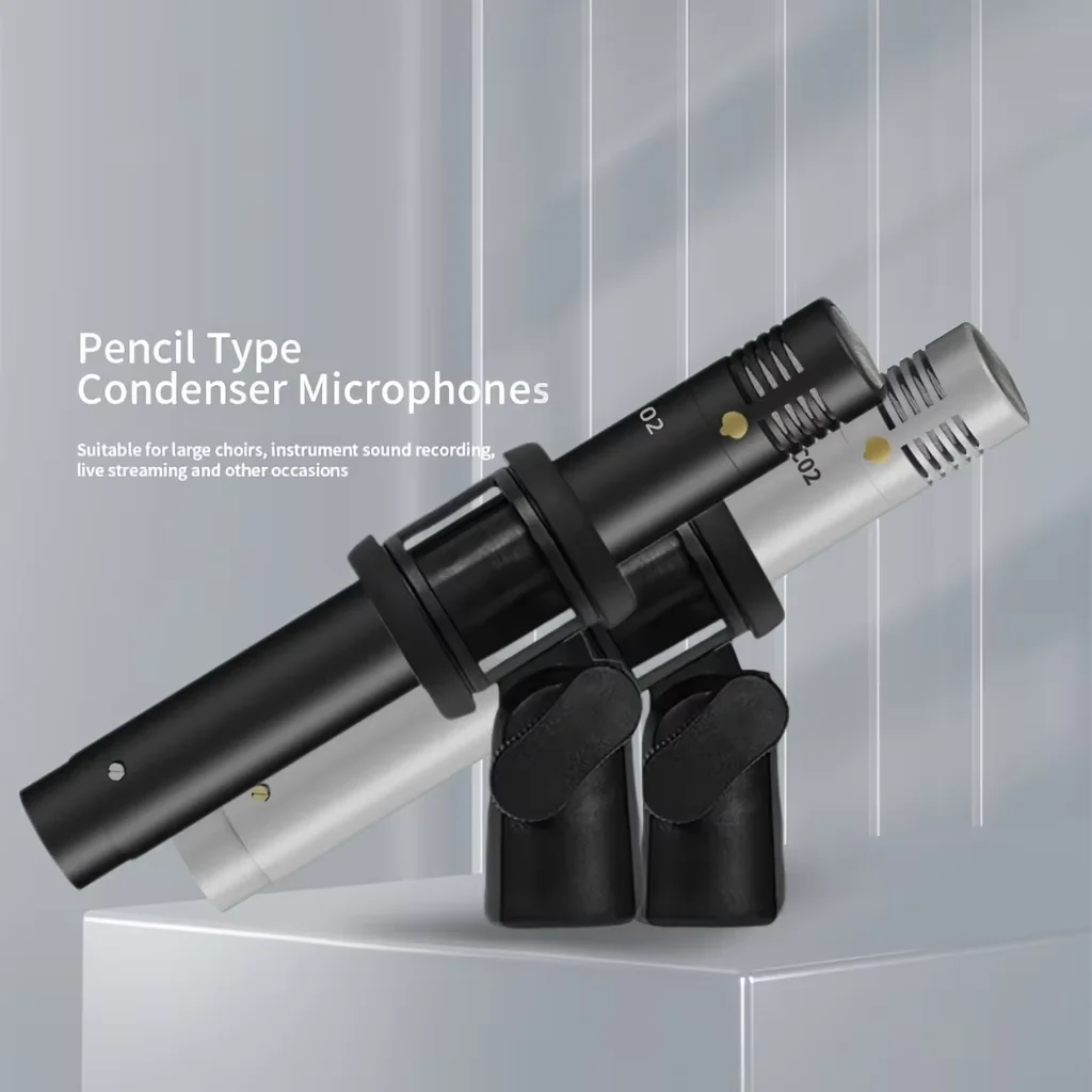 C02 Condenser Small-Diaphragm Suspension Microphone Pencil Type Mic with Shockproof Clip Piano Recording C02 Audio Instrument