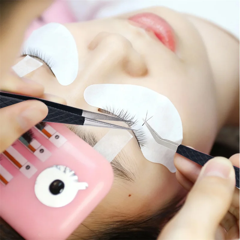 Stainless Steel False Eyelash Tweezers High Precision Eyelash Extension Tweezers Beauty Eyelash Grafting Tools Anti-slip Tweezer