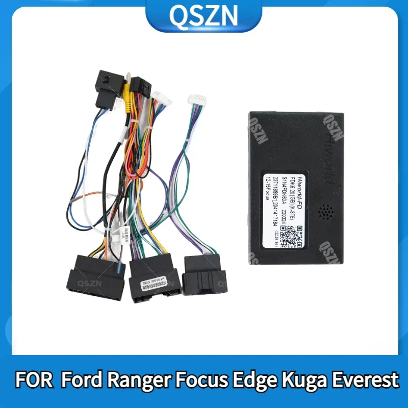 QSZN Android Car Radio Canbus Box Hiworld FDF2 Adaptor for Ford Ranger Focus Edge Kuga Everest With Wiring Harness Power Cable