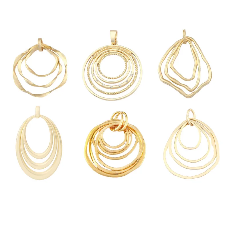 1pc Matte Gold/Gold Color Large Bohemian Multilayer Moveable Pendant for DIY Necklace Jewelry Making Accessories