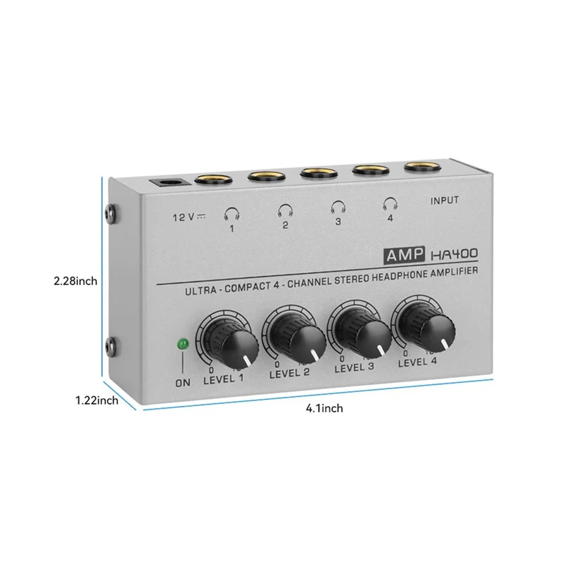 B03B-Ultra-Portable HA400 4-Channel Metal Stereo Headphone Amplifier For Sound Mixing And Guitar, EU Plug