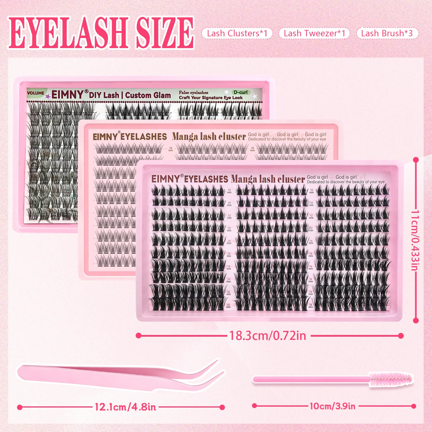 EIMNY 300 Stück Manga- und Comic-Wimpern, Einzelne Cluster-Wimpern, Anfängerfreundlich, für atemberaubende Manga- und Comic-Augen-Looks – Detail 4