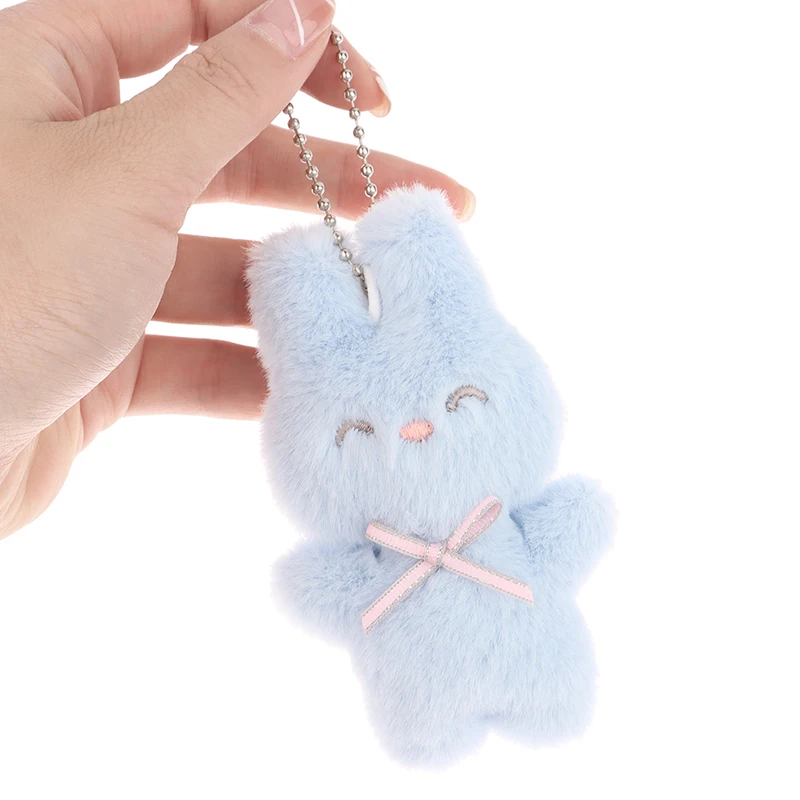 10cm Cute Squinting Rabbit Plush Toy Cartoon Bunny Pendant Soft Stuffed Doll Keychain Backpack Car Bag Key Ring Decor Kid Gift