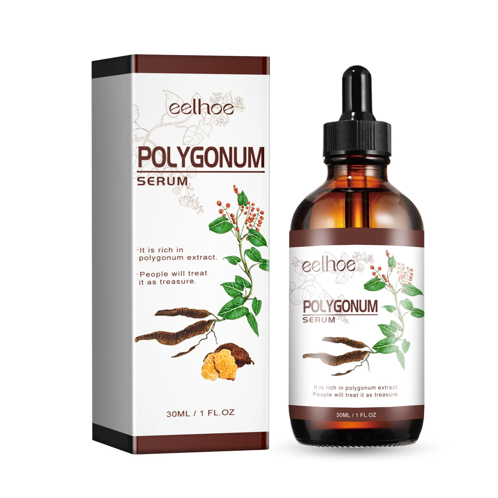 Eelhoe เซรั่มดูแลเส้นผมน้ำมัน Essential Polygonum ป้องกันการสูญเสียเส้นผมสีขาวครอบคลุมการรักษาหนังศีรษะเสริมสร้างผลิตภัณฑ์ดูแลเส้นผมราก