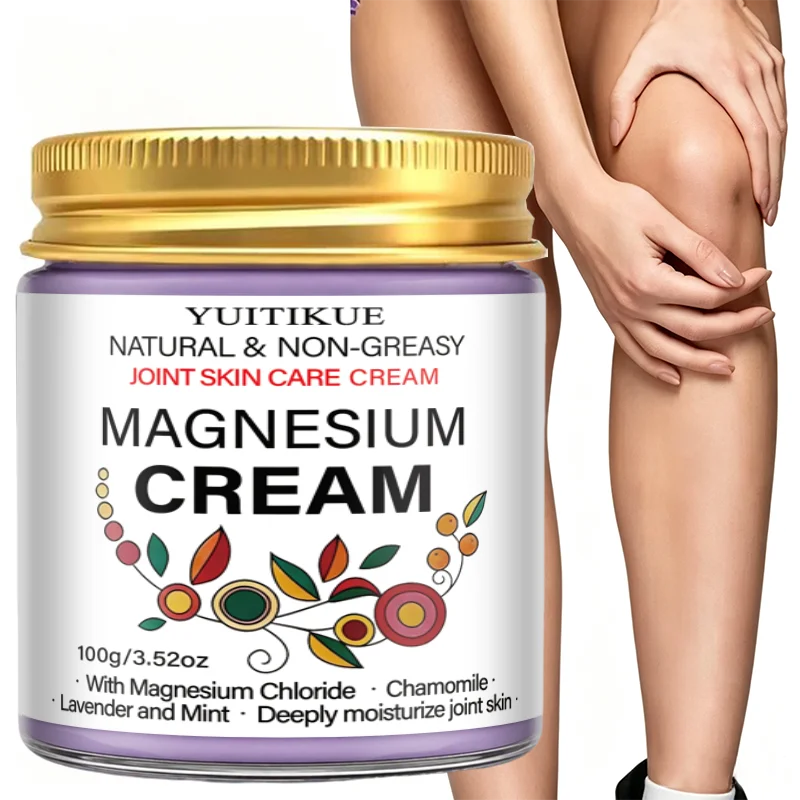 YUITIKUE Magnesium Cream 100g Natural Non‑Greasy Joint Skin Care Cream Deep Moisturize Elbow Body Skin Lavender Mint Cream