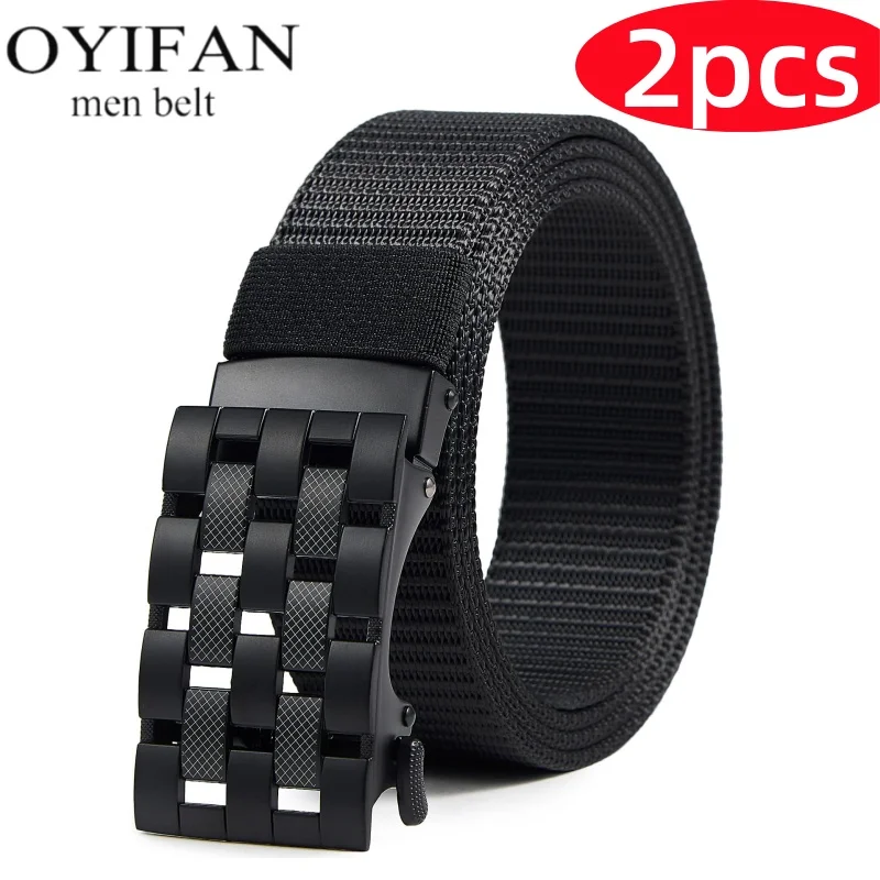 Cinturón deportivo para hombre, hebilla de aleación, cinturón táctico, cinturón de nailon ajustable, escena versátil, accesorios para pantalones, 2 uds.
