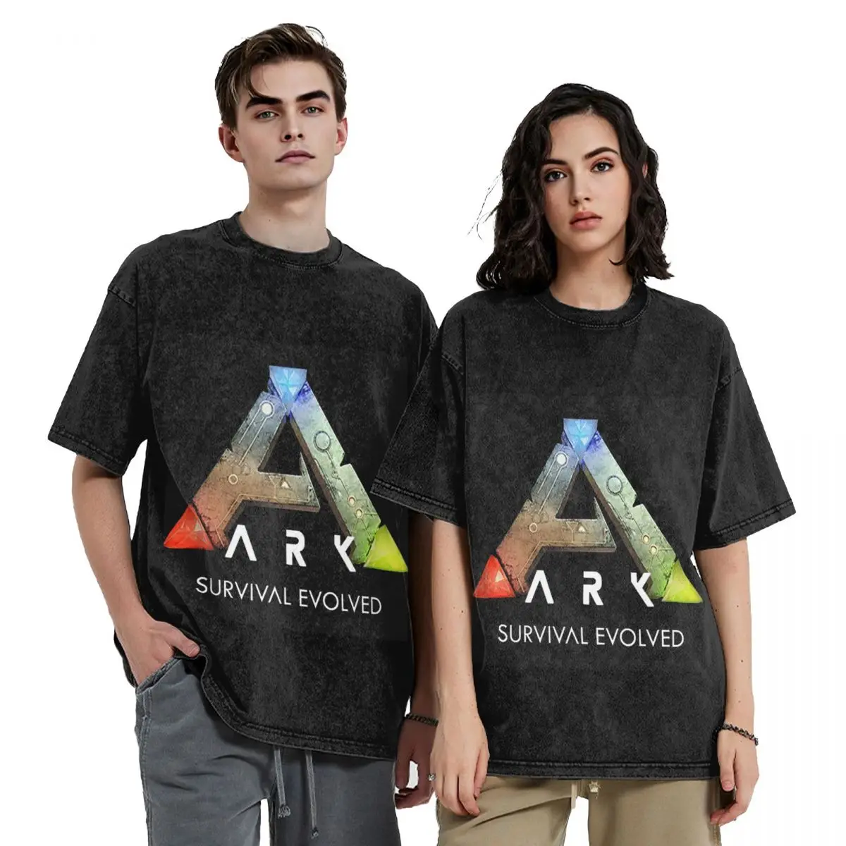 Ark Survival Evolved – t-shirts noirs à manches courtes style Hip Hop, t-shirts lavés, Streetwear, Harajuku, pour hommes et femmes