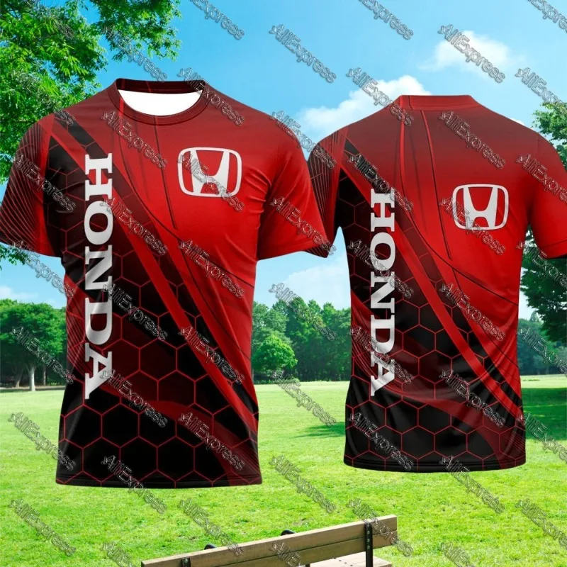 2025 الصيف هوندا سيارة الرجال موتو تي شيرت عادية تنفس موضة الشارع البلوز تشغيل اللياقة البدنية الصيف فضفاض جيرسي