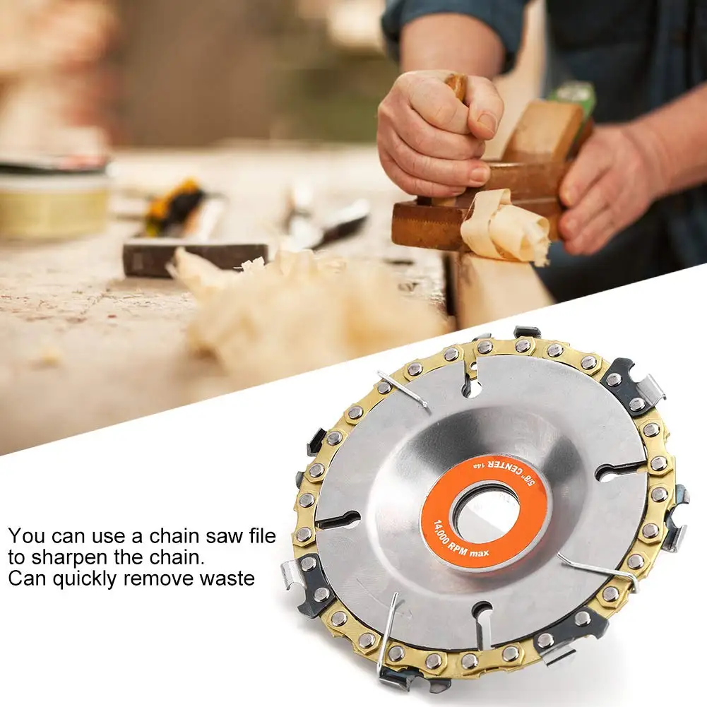 4 Inch 7 Teeth Angle Grinder Wheel Disc Woodworking Circular Chain Saw Disc Blades 100mm for Wood Carving Cutting Tool Gold