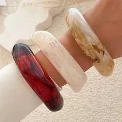 New Vintage Resin Cuff Charms Bracelet Bangles for Women Fashion Jewelry Acrylic Wide Irregular Geometric Party Bangle For Girls