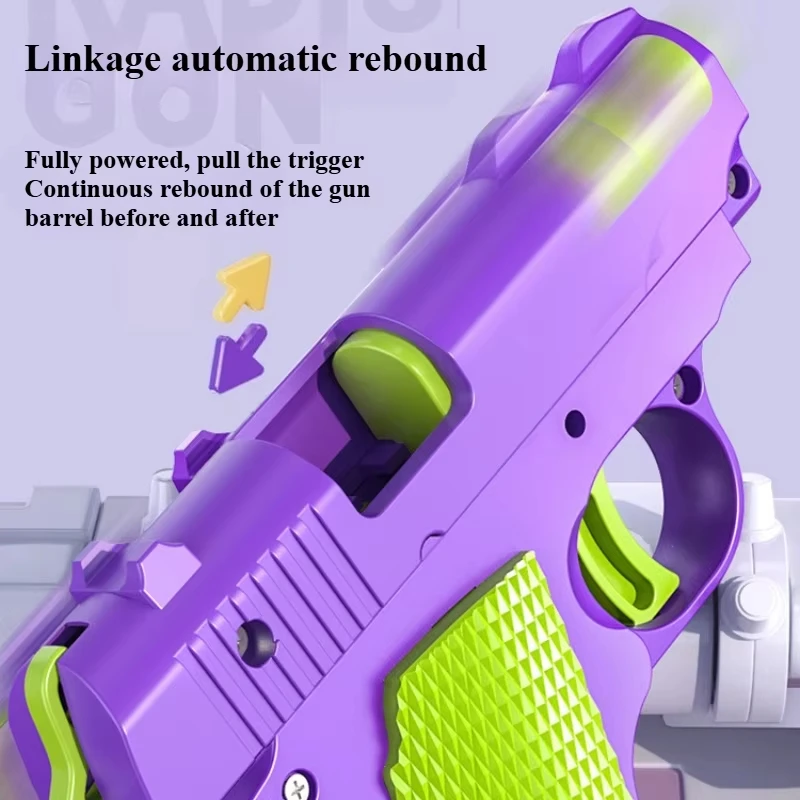 3D Printed Plastic Mini Gravity Fidget Gun Manual Burst Pistol Stress Relief Toy Christmas Gift