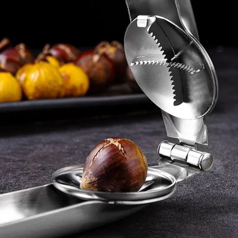 

304 Stainless Steel Chestnut Opener Cross Shaped Household Multifunctional Peeling Tool Walnut Chestnut Clip Kitchen Restaurant