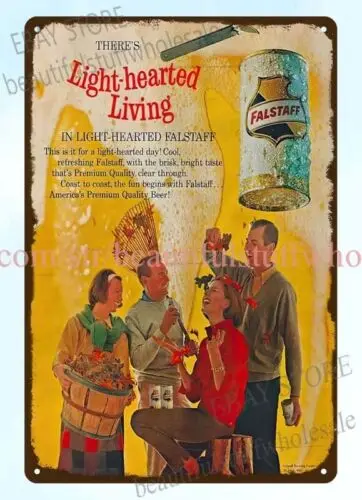 Falstaff Beer light hearted living metal tin sign bar club plaques