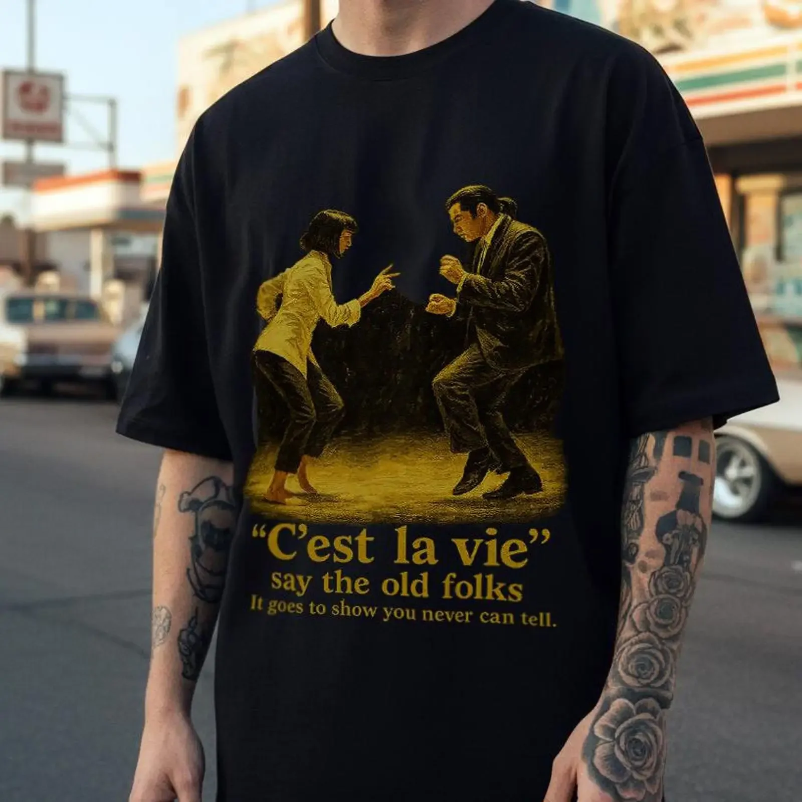 Pulp Fiction T Shirt Jack Rabbit Slim amp 39 s Dancing Contest Cotton vintage Washed Soft homme fashion Breathable graphic
