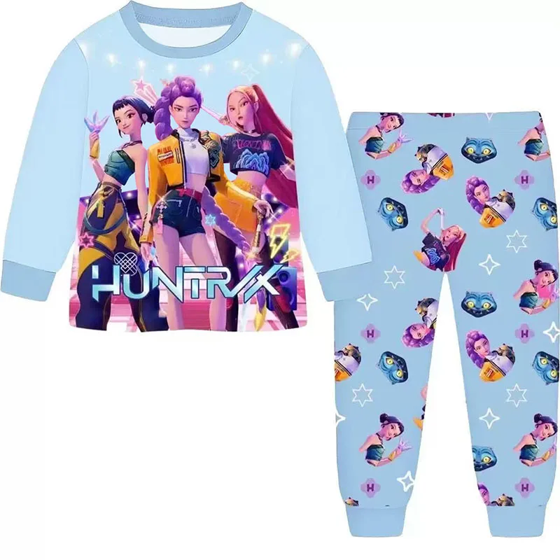 فيلم K البوب ل شيطان الصيادين Kawaii 2 قطعة منامة مجموعة فتاة تأثيري ملابس النوم أنيمي طويلة الأكمام السراويل العليا هالوين الاطفال الملابس #6