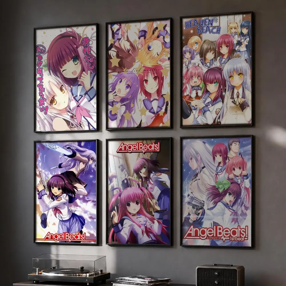 A-Angel Beats Niedliches Anime-Poster HD Wandaufkleber für Zuhause, Flur, Wohnzimmer, Schlafzimmer, Bar, Büro, Dekor, Kunstdrucke