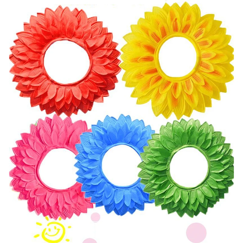 Sunflower Headgear Funny Performance Props Sunflower Hat Hood For Dance Party Festival Games Kids Teens Adults Costume Accessory