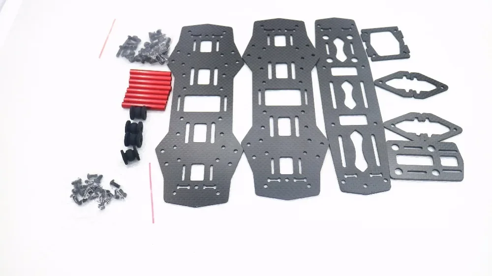 Groothandel Mini 250mm Alle koolstofvezel glazen Frame voor QAV250 Mini Quadcopter Racing frame met gratis 4 * Motoren Beschermde Basis