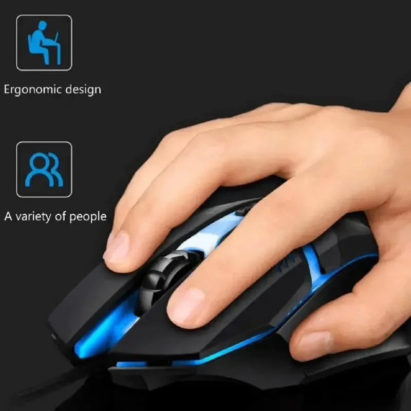 Спортивная USB-проводная игровая мышь со светодиодной подсветкой, проводная мышь 5000 точек на дюйм для настольного ПК, ноутбука, офисного компьютера, игровая мышь