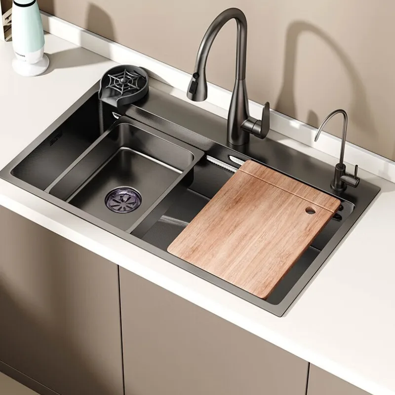 

Nano Thick 4mm Kitchen Sink Large Single Bowl Stainless Steel Nano Wash Basin Ideal for Home Use Ultra Durable High Capacity