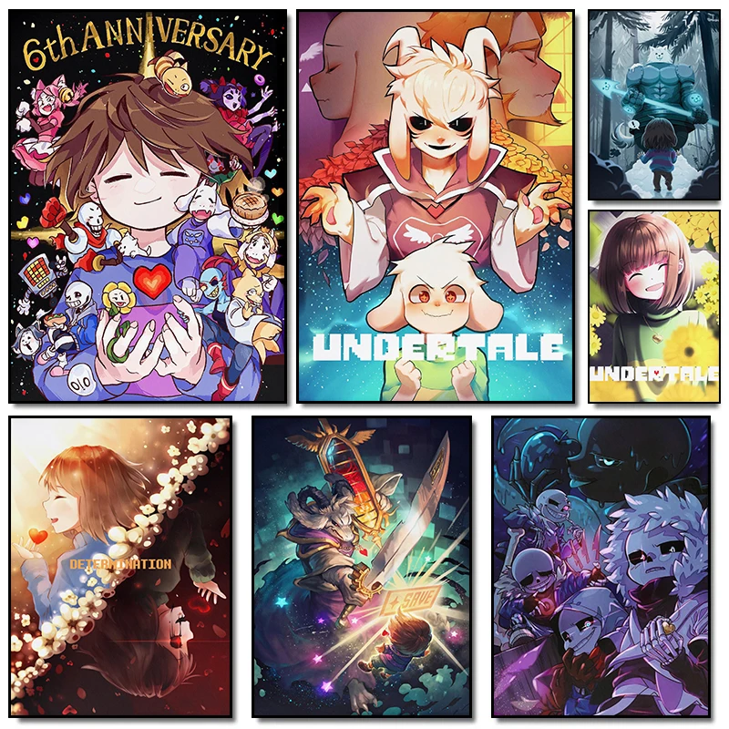 Beliebtes Abenteuer-Videospiel „Undertale“ Cartoon-Poster, Drucke, Leinwandgemälde, Wandkunst, Bild, Wohnzimmer, Heimdekoration