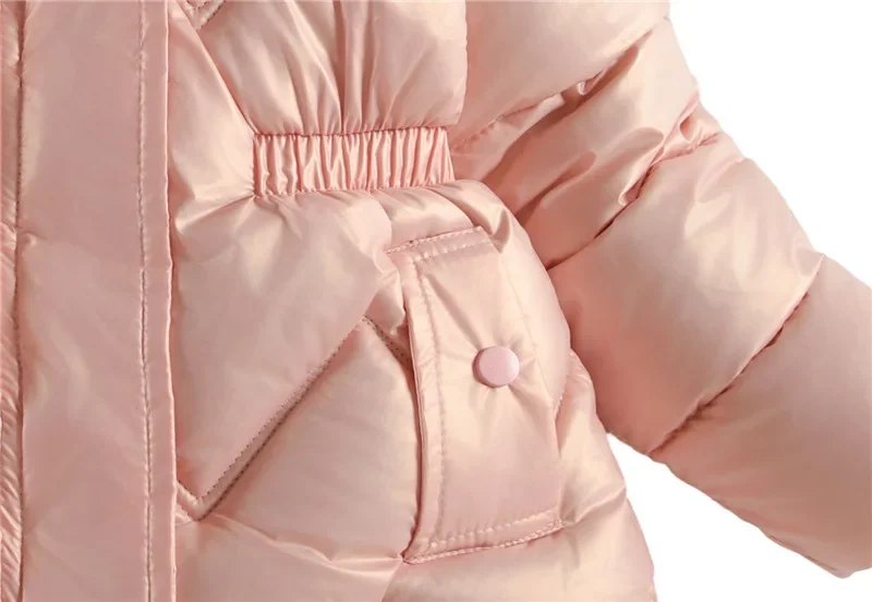 ZOETOPKID 2026 Winter-Frühlings-Jacke für Teenager-Mädchen, einfarbig, mit Plüschfutter, dick, warm, glänzend, wasserdicht, mit Kapuze, Parka für Mädchen – Detail 8