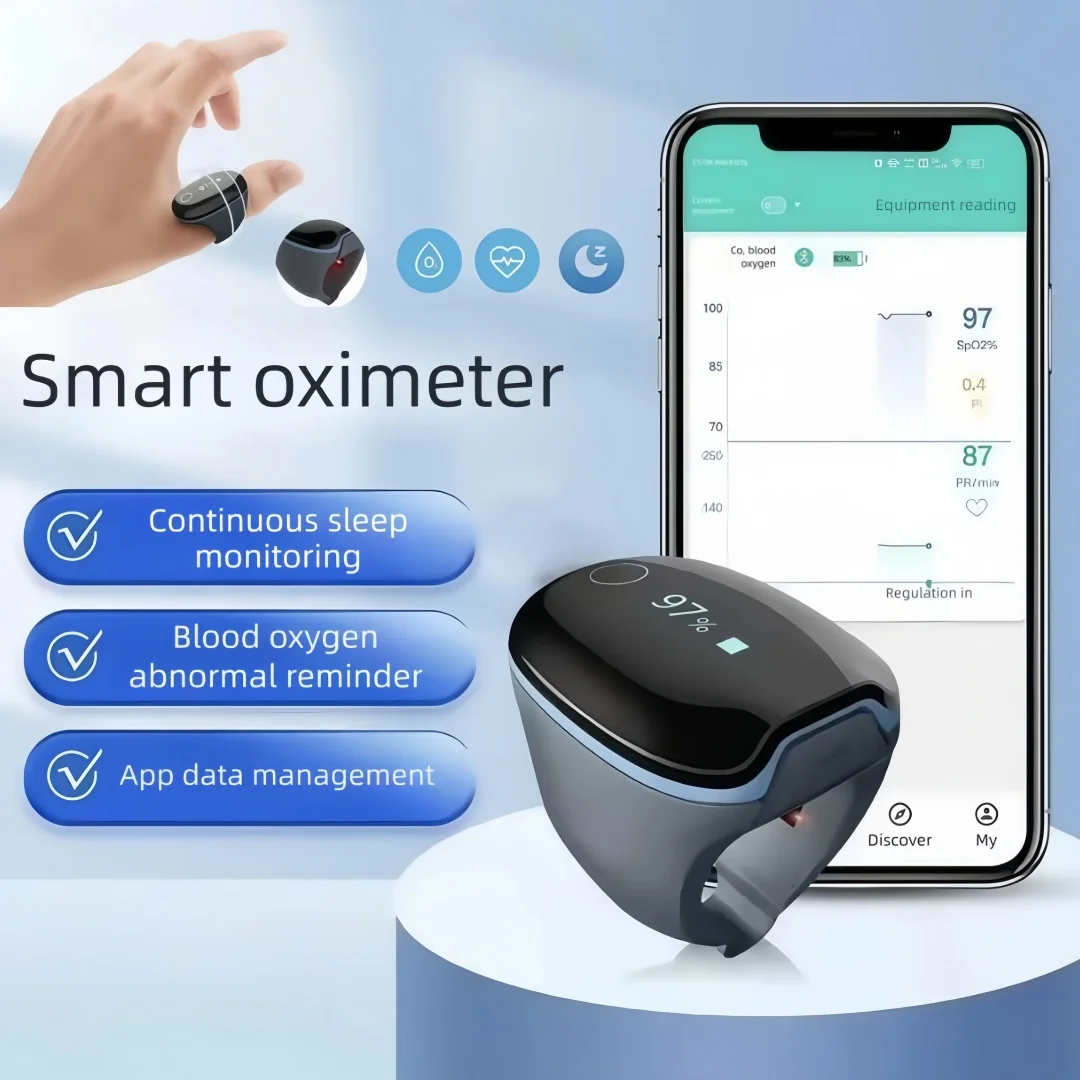 Bluetooth Blood Oxygen Monitor Sleep Apnea Alarm Blood Oxygen Meter Sleep Data Recording Anti Snoring USB Blood Oxygen Saturatio