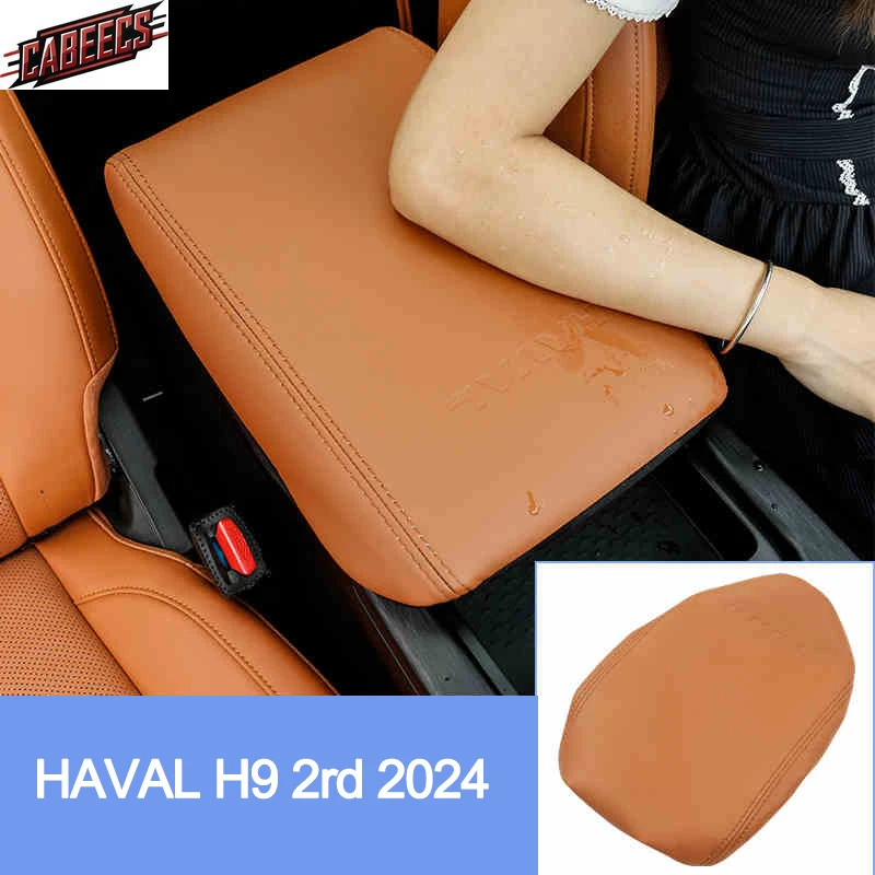 

For GWM Great Wall Haval H9 2rd 2024 2025 Black Central Armrest Leather Case Protector Interior Upgrade Modification Accessories