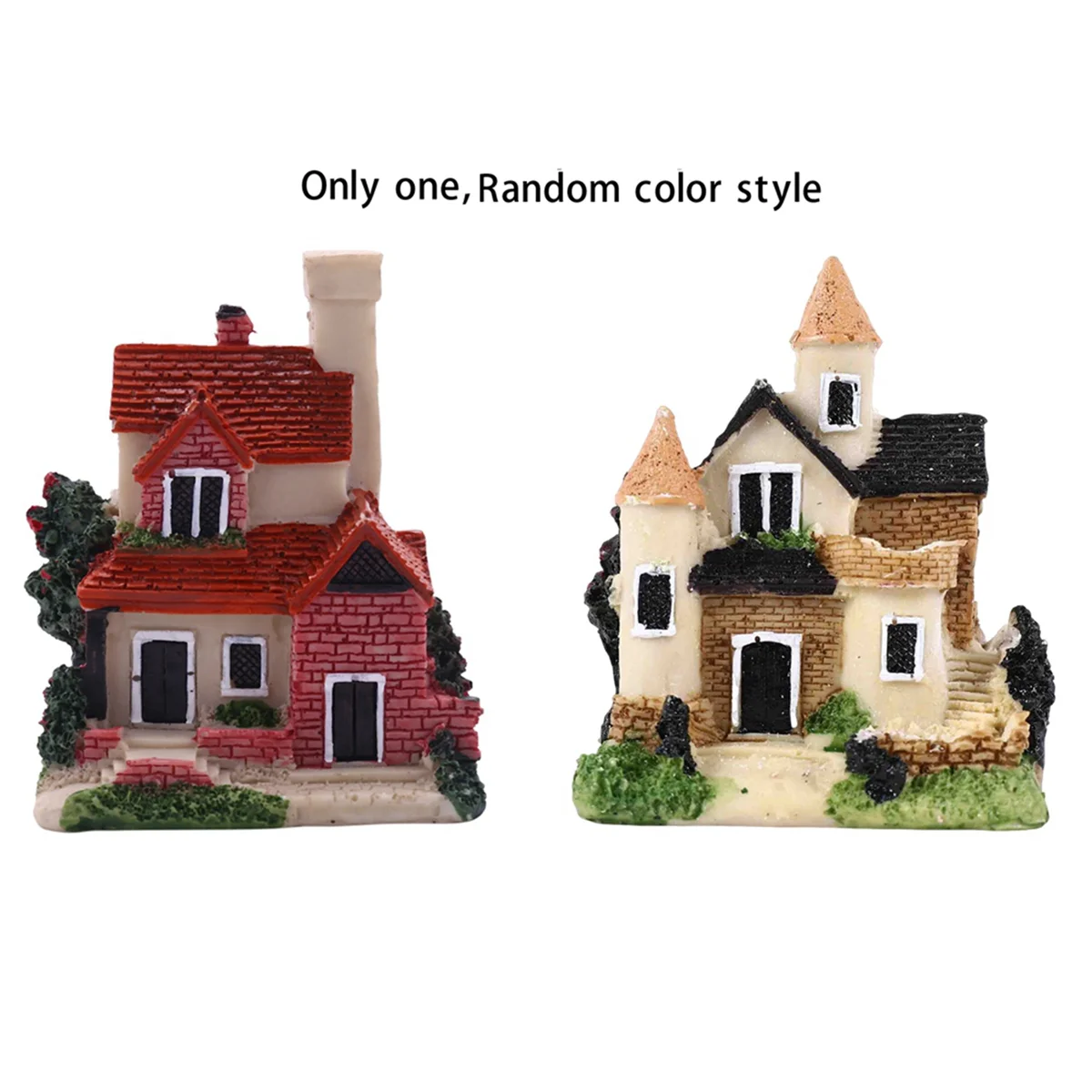 Cute Mini Resin House Miniature House Fairy Garden Landscape Home Garden Decoration Resin Crafts 4 Styles Color Random HGC