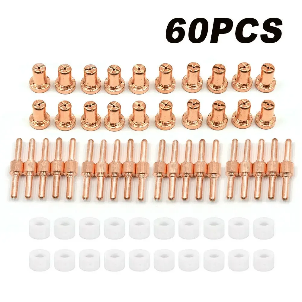 

Long Lasting PT31 Torch Consumables, 60Pcs Copper Nozzle Tips for LG40 CUT40 CUT50, Optimal Cutting Performance