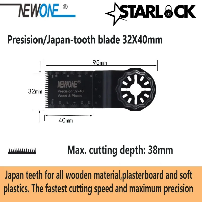 Imagem -04 - Newone Starlock-precision Japão Teech Saw Blades Ferramentas Oscilantes de Energia Multi-ferramenta para Corte de Madeira e Plástico 32*40 mm