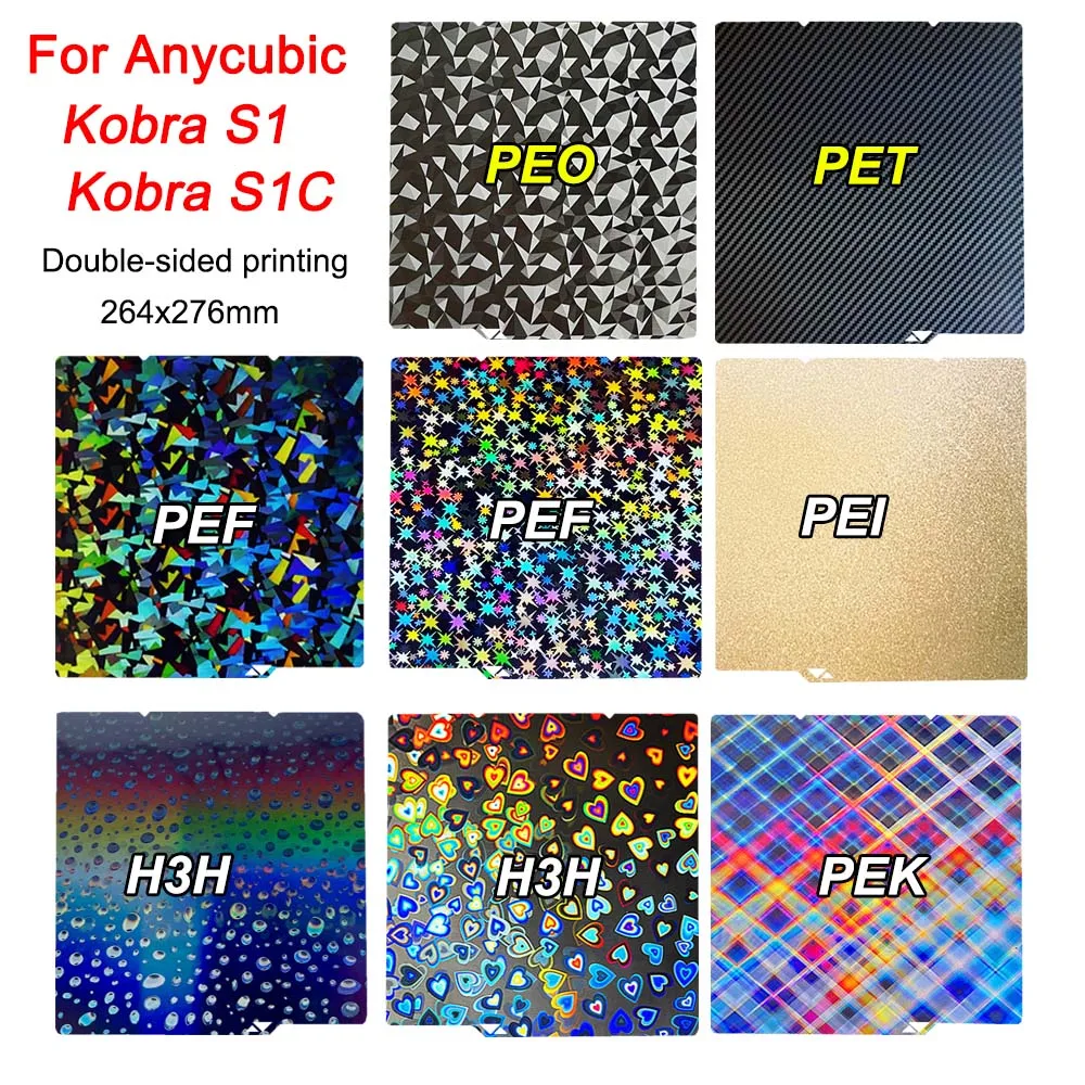 

Двусторонняя PEI-пластина 264x276 мм для Anycubic Kobra S1, S1 Combo, стальная пластина PEI для Anycubic Kobra S1 Combo