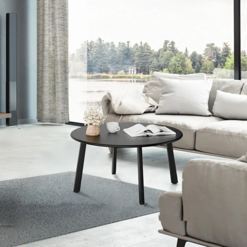 Metal Steel Outdoor Round Table Weather Resistant Steel Patio Side Table for Patio Yard Balcony Garden Black