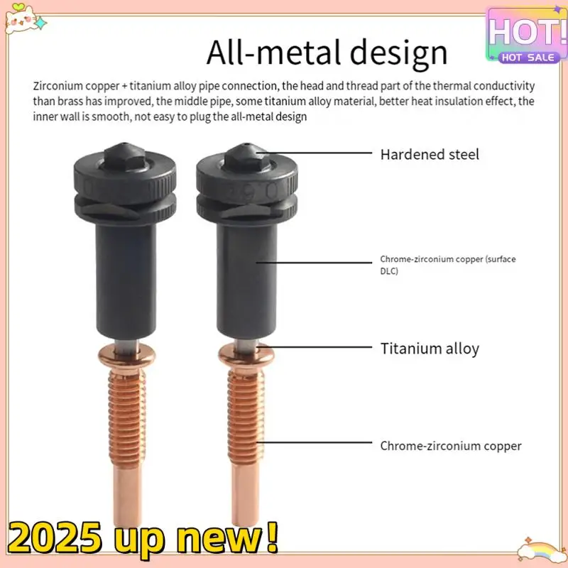Upgraded High Flow 0.4Mm Nozzles Hardened Steel/Copper/Titanium /TC4 Material For REVO Hotends 3D Printer Replacement Parts